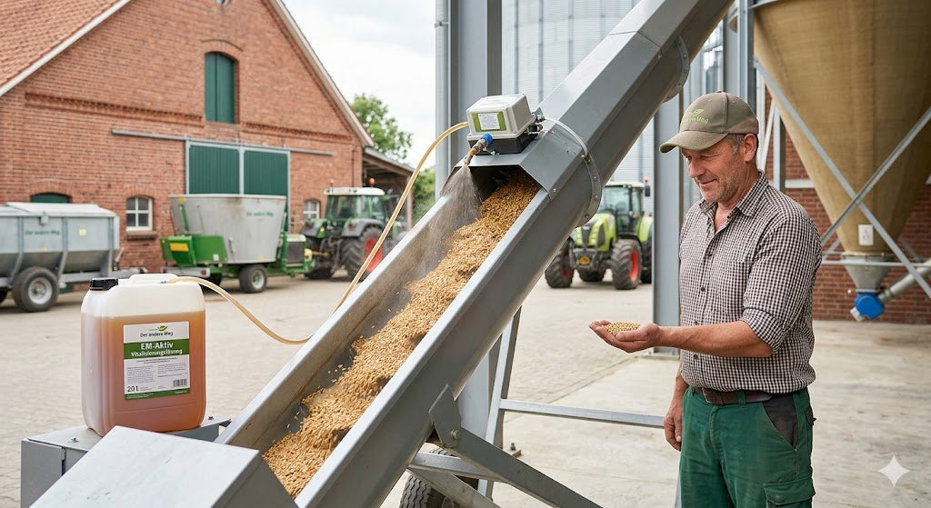 Landwirt bei der Getreidevitalisierung