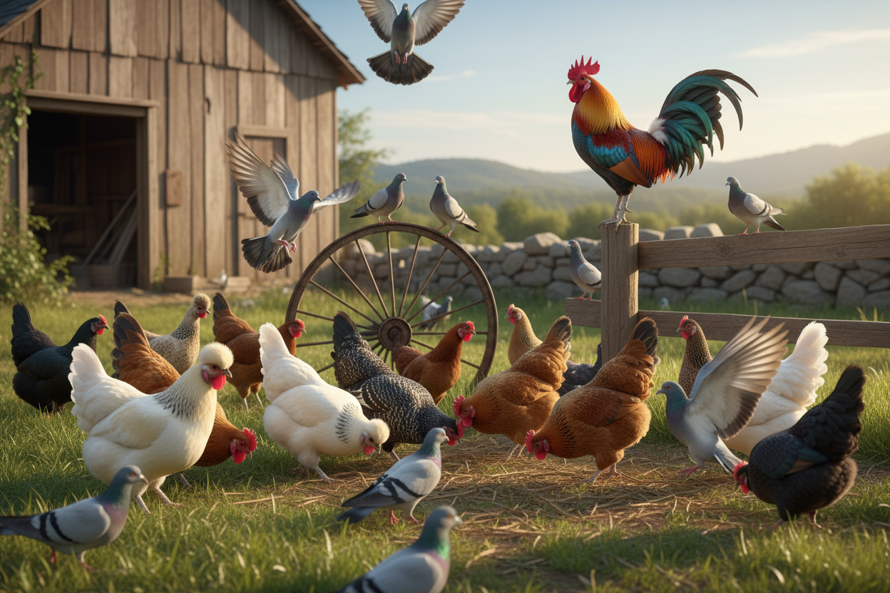 Geflügel- Hühner und Tauben