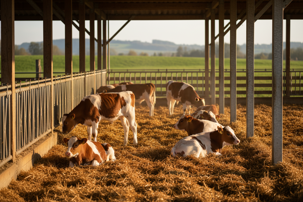 Kälber im Offenstall